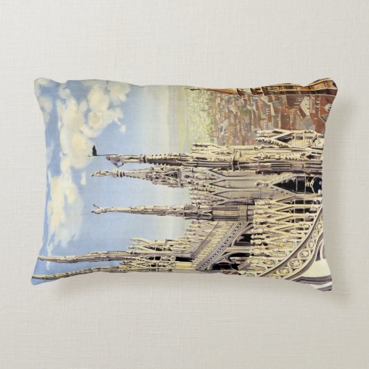 ミラノイタリアゴシック大聖堂ドゥオモヴィンテージトラベル アクセントクッション (裏面)