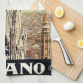 ミラノイタリアゴシック大聖堂ドゥオモヴィンテージトラベル キッチンタオル (四つ折り)