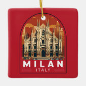 ミラノイタリアドゥオモディミラノトラベルアートヴィンテージ セラミックオーナメント (正面)