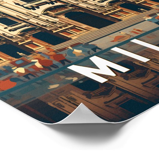 ミラノイタリアドゥオモディミラノトラベルアートヴィンテージ ポスター (角)