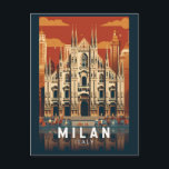 ミラノイタリアドゥオモディミラノトラベルアートヴィンテージ ポストカード<br><div class="desc">ミラノのベクトルアートワークデザイン。ミラノはイタリア北部ロンバルディア地方の大都市で、ファッションとデザインの世界的な首都である。</div>