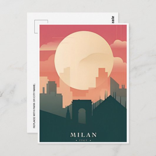 ミラノイタリアドゥオモディミラノトラベルアートヴィンテージ ポストカード (正面/裏面)