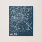 ミラノイタリアミニマリストシティマップラインアートinブルー ジグソーパズル (縦)
