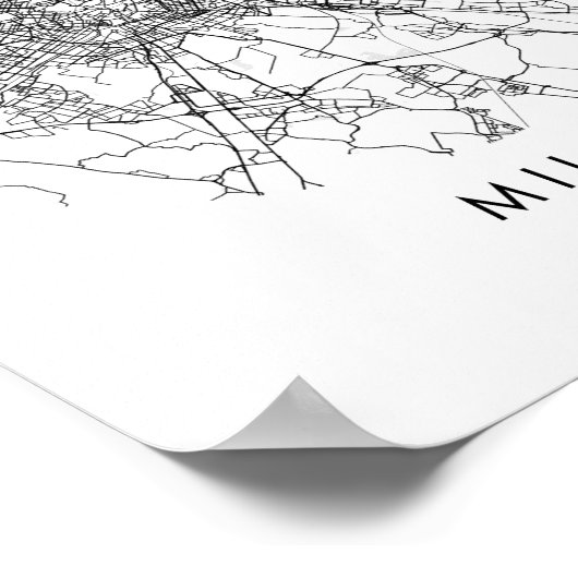 ミラノイタリアミニマルサークモダンル通りの地図 ポスター (角)