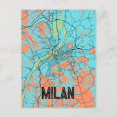 ミラノイタリアヨーロッパシティマップティール（緑がかった色）はがき ポストカード (正面)