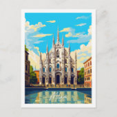 ミラノイタリアヴィンテージトラベルプレイスイラストレーション ポストカード (正面)