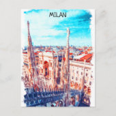 ミラノイタリア大聖堂絵を描教会 ポストカード (正面)