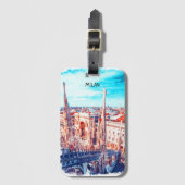 ミラノイタリア大聖堂絵を描教会 ラゲッジタグ (正面縦)