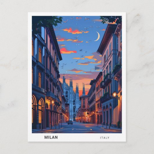 ミラノイタリア旅行の夜 ポストカード (正面)