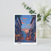 ミラノイタリア旅行の夜 ポストカード (スタンド正面)