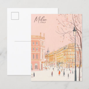 ミラノイタリア絵を描グアッシュイラストレーション旅行 ポストカード