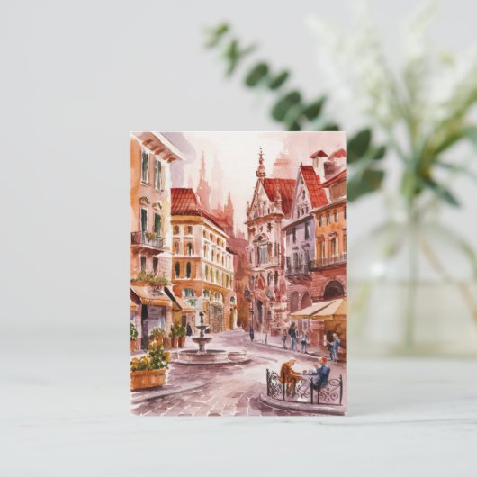 ミラノイタリア通り絵を描ズ ポストカード (スタンド正面)