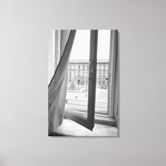 ミラノイタリア、ラスカラのオペラウィンドウから表示 キャンバスプリント (正面)