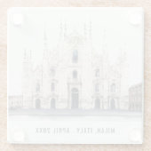 ミラノカテドラルイタリア水彩旅行イタリアン施設 ガラスコースター (裏面)