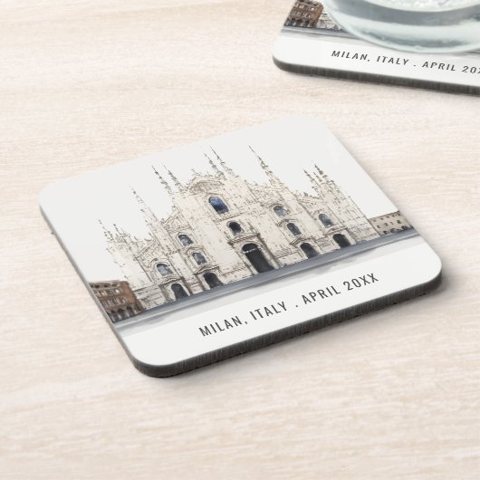 ミラノカテドラルイタリア水彩旅行イタリアン施設 コースター (左側)
