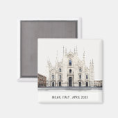 ミラノカテドラルイタリア水彩旅行イタリアン施設 マグネット (正面/裏面)