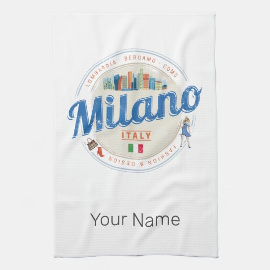 ミラノスカイラインイタリアヴィンテージファッションロンバルディ キッチンタオル (縦)