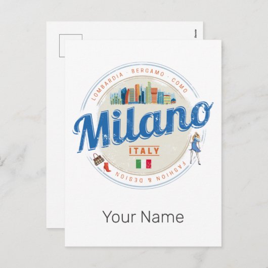 ミラノスカイラインイタリアヴィンテージファッションロンバルディ シーズンポストカード (正面/裏面)