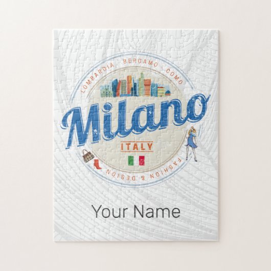 ミラノスカイラインイタリアヴィンテージファッションロンバルディ ジグソーパズル (縦)