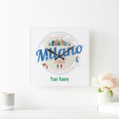 ミラノスカイラインイタリアヴィンテージファッションロンバルディ スクエア壁時計 (ホーム)