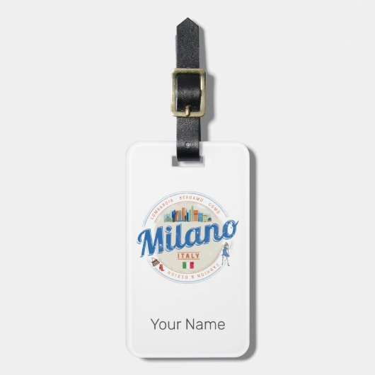 ミラノスカイラインイタリアヴィンテージファッションロンバルディ ラゲッジタグ (正面縦)