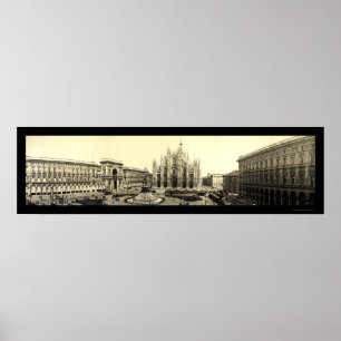ミラノドゥオモスクエアイタリア写真1909 ポスター