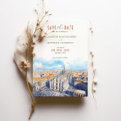 ミラノドゥオモ保存の日付の水色 招待状