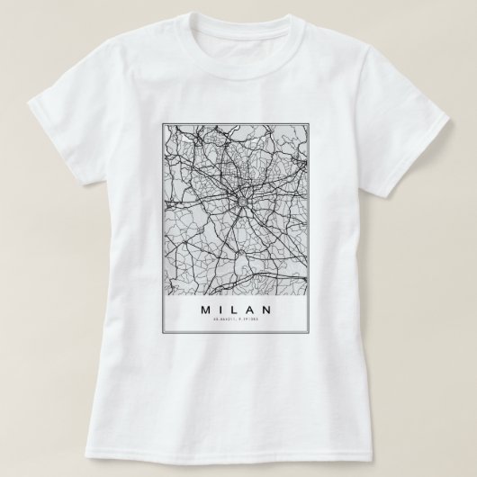 ミラノマップイラストレーション Tシャツ (デザイン正面)