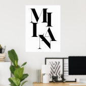 ミラノミニマリストグラフィック引用文白黒ポスター ポスター (ホームオフィス)