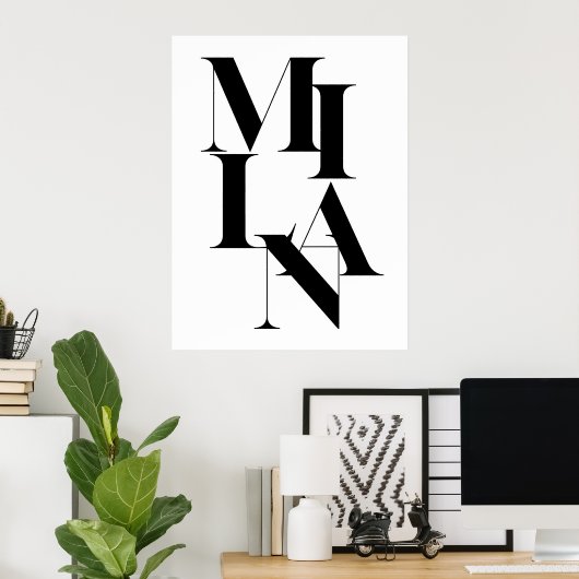 ミラノミニマリストグラフィック引用文白黒ポスター ポスター (ホームオフィス)