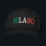 ミラノミランイタリアグリーンホワイトレッドヴィンテージスタイル 刺繍入りキャップ<br><div class="desc">MILANO "ミラノ"イタリアン市名イタリア国旗の色の緑の白と黒のヴィンテージスタイル綿帽子に赤が刺繍動揺してされた。イタリアの美しい国を崇拝する人に素晴らしい贈り物を！</div>