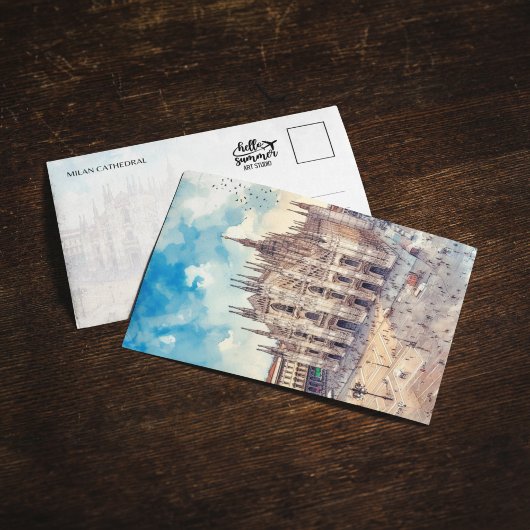 ミラノ大聖堂イタリア水彩絵葉書 招待状