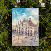 ミラノ大聖堂イタリア水彩絵葉書 招待状