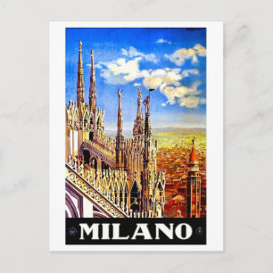 ミラノ大聖堂、イタリア、風景、ヴィンテージ旅行 ポストカード