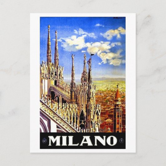 ミラノ大聖堂、イタリア、風景、ヴィンテージ旅行 ポストカード (正面)