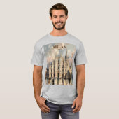 ミラノ水彩画 ドゥオーモ トラベル ヴィンテージ Tシャツ (正面フル)