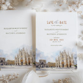 ミラノ行き先日付ドゥオモ水色を保存 招待状