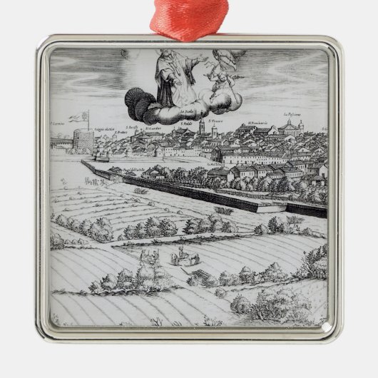 ミラノ1640年の地図のセクション メタルオーナメント (正面)