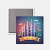 🧲 ミラノ・イタリアの旅の思い出の記念品 マグネット (正面/裏面)