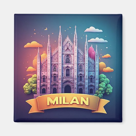 🧲 ミラノ・イタリアの旅の思い出の記念品 マグネット (正面)