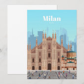ミラノ イタリアへの旅のアート 招待状 (正面/裏面)