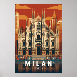 ミラノ イタリア ドゥオモ ディ ミラノ 旅行 アート ヴィンテージ ポスター
