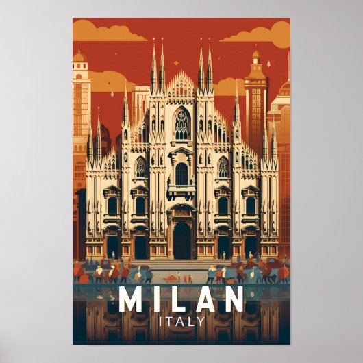 ミラノ イタリア ドゥオモ ディ ミラノ 旅行 アート ヴィンテージ ポスター (正面)