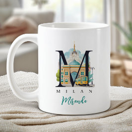 ミラノ イタリア モノグラム M のイニシャル入りギフト コーヒーマグカップ