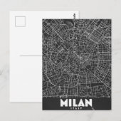 ミラノ イタリア レトロ地図 ポストカード (正面/裏面)