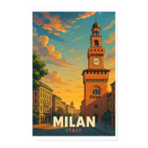 ミラノ イタリア ヴィンテージ トラベル ポスター カステッロ