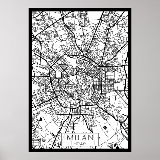 ミラノ イタリア 地図 ポスター (正面)