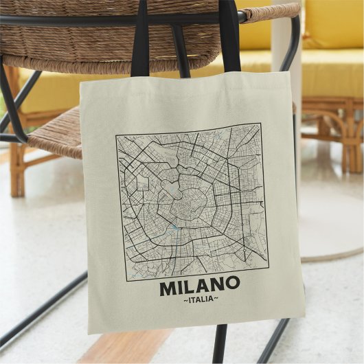 ミラノ イタリア 都市地図 トートバッグ