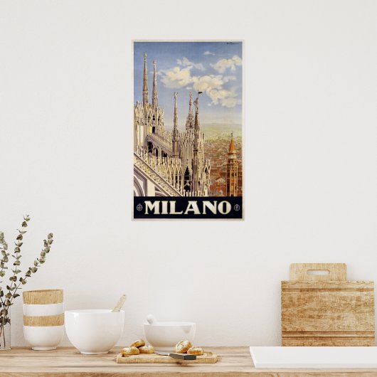ミラノ(ミラノ)イタリアのヴィンテージ旅行ポスター ポスター (キッチン)
