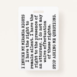 ミランダの権利を発動/同意しない バッジ